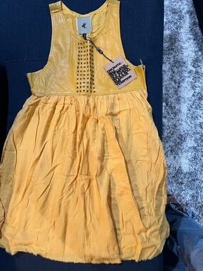One Teaspoon Yellow Studded Tank Dress